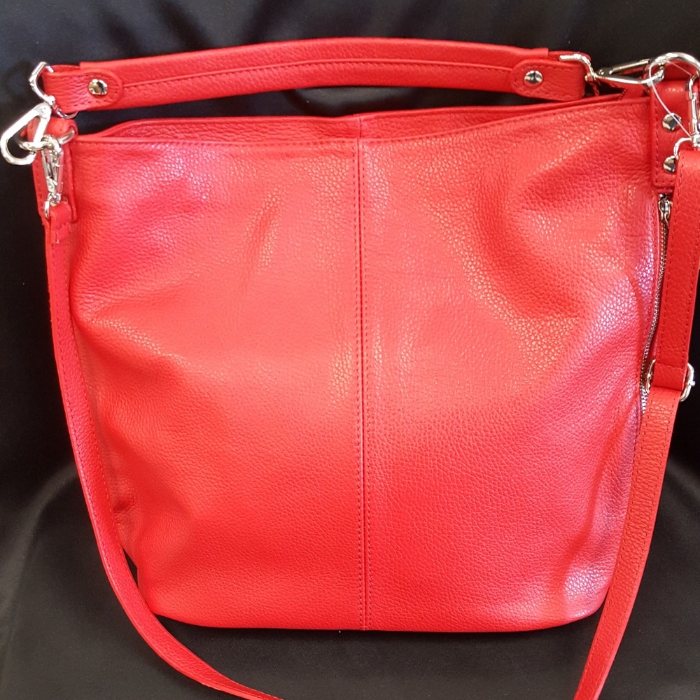 NWT Genuine Leather Large Red Satchel Handbag